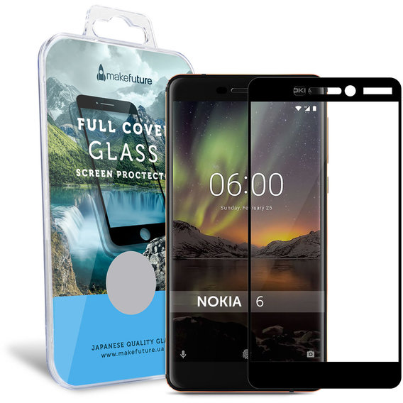 Аксессуар для смартфона MakeFuture Tempered Glass Full Cover Black (MGFC-N618B) for Nokia 6 2018