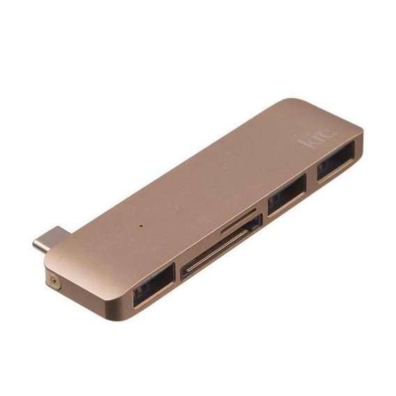Адаптер Kit Multiport Adaptor USB-C to 3xUSB 3.0+SD+microSD Gold (C5IN1GD)