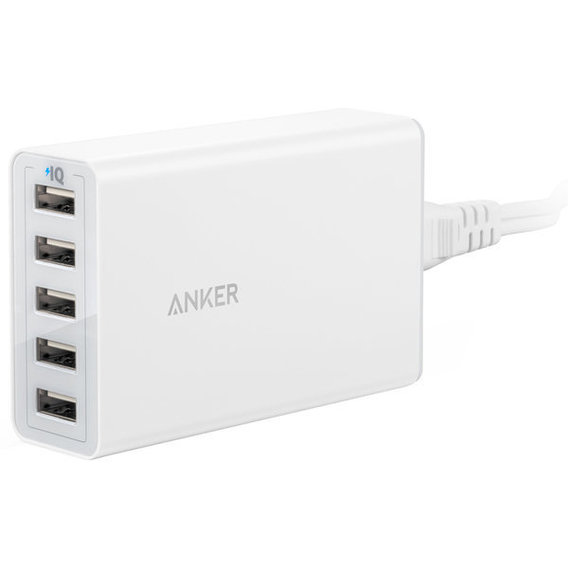 Зарядное устройство ANKER USB Wall Charger PowerPort 5 40W 5xUSB Power IQ V3 White (A2124L22)