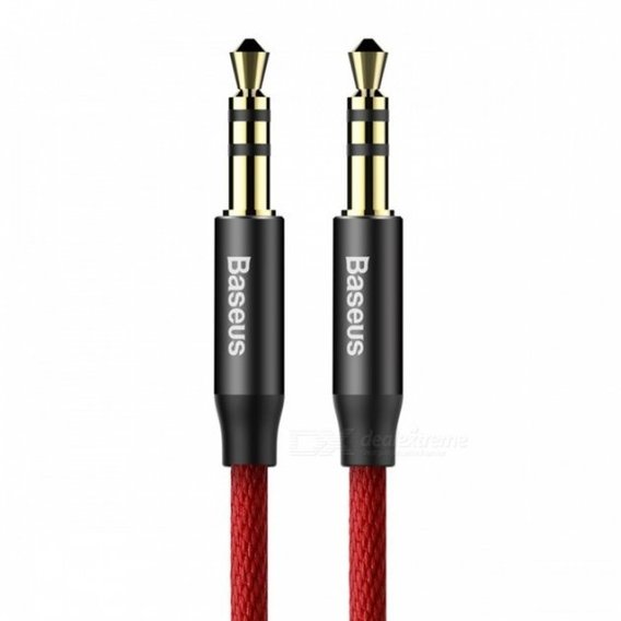 Кабель Baseus Audio Cable AUX 3.5mm Jack M30 Yiven 1.5m Red/Black (CAM30-C91)