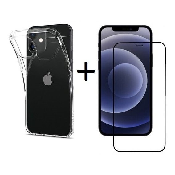 Аксессуар для iPhone Набор Spigen Crystal Flex Crystal Clear (ACS01539) + BeCover Tempered Glass for iPhone 12 mini