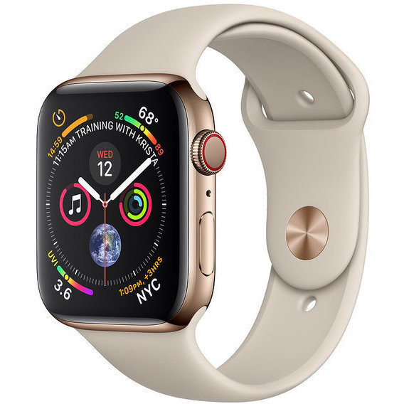 Apple Watch Series 5 44mm GPS+LTE Gold Stainless Steel Case with Stone Sport Band (MWW52)