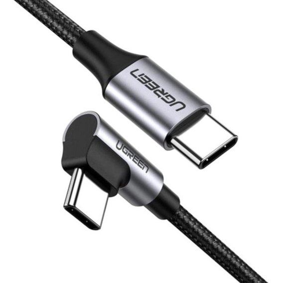 Кабель Ugreen Angled USB-C to USB-C 3A 1m Grey/Black (50123)