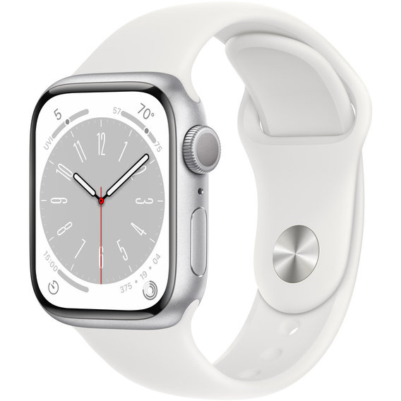 Apple Watch Series 8 41mm GPS Silver Aluminum Case with White Sport Band (MP6K3, MP6L3)