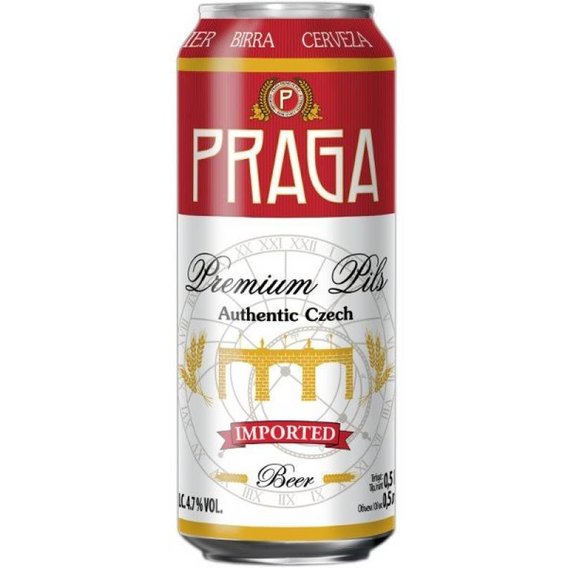 Упаковка пива Praga Premium Pils, светлое фильтрованное, 4.7% 0.5л х 24 банки (EUR8593875219490)