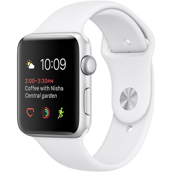 Apple Watch Series 2 42mm Silver Aluminum Case with White Sport Band (MNPJ2)