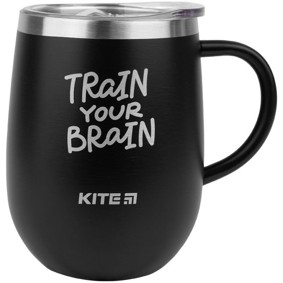 Термокружка Kite Train your brain 360 мл черная (k22-378-01-1)