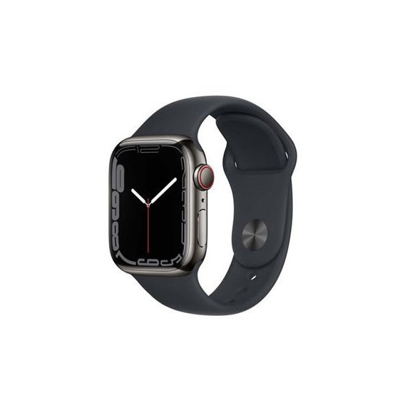 Apple Watch Series 7 41mm GPS+LTE Graphite Stainless Steel Case with Midnight Sport Band (MNC23)