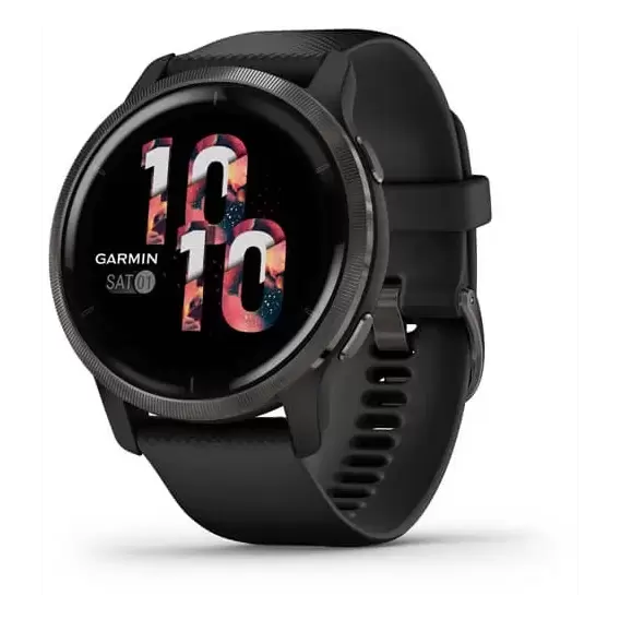 Смарт-часы Garmin Venu 2 Slate Stainless Steel Bezel with Black Case and Silicone Band (010-02430-01)