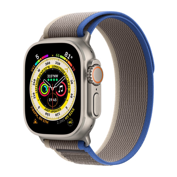 Apple Watch Ultra GPS + Cellular 49mm Titanium Case with Blue/Gray Trail Loop - M/L (MQFV3/MQF33) Approved Витринный образец