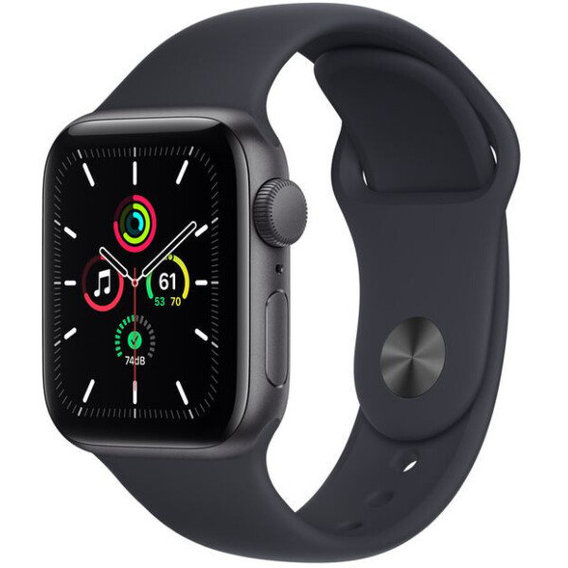 Apple Watch SE 40mm GPS Space Gray Aluminum Case with Midnight Sport Band (MKQ13)
