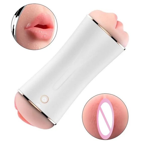 Мастурбатор із двома входами та вібростимуляцією BOSS Vibrating Masturbation Cup USB 10 function + Interactive Function, BS6300019