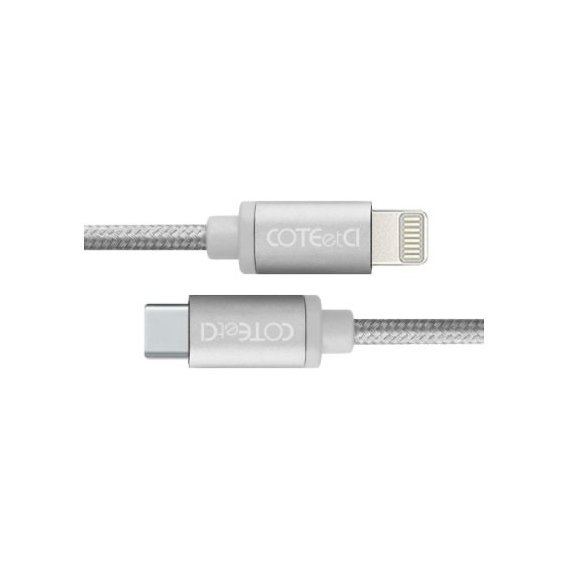 Кабель COTEetCI Cable USB-C to Lightning M38 1.2m Silver (CS2151-TS)