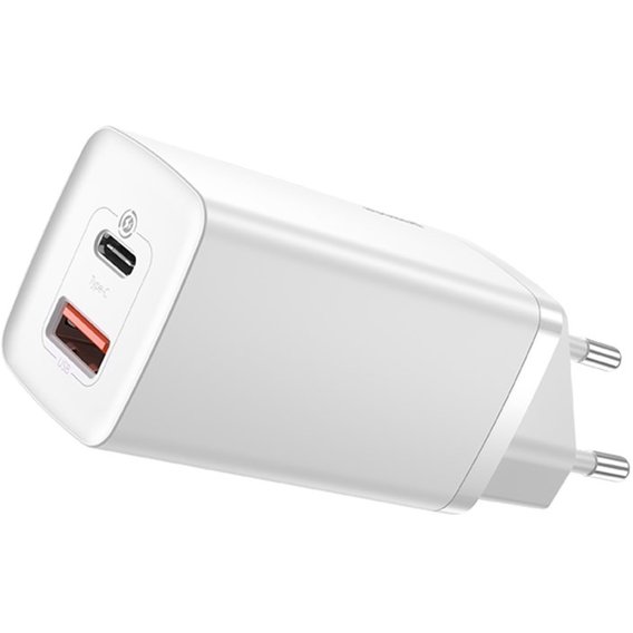 Зарядное устройство Baseus Wall Charger GaN2 Lite USB-C+USB 65W White (CCGAN2L-B02)