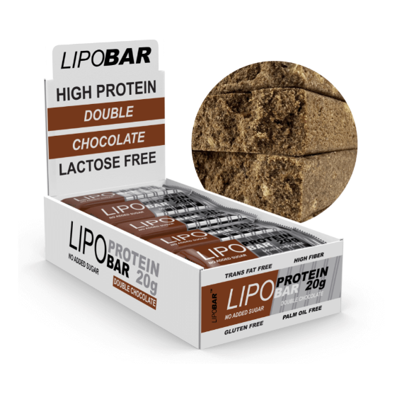 Протеиновые батончики Lipobar 20х50 g, Двойной шоколад