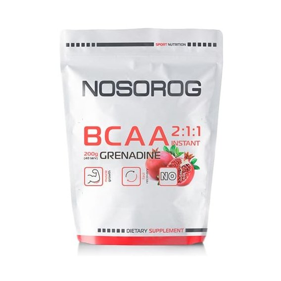 Аминокислота для спорта Nosorog Nutrition BCAA 2:1:1 200 g /36 servings/ Pomegranate