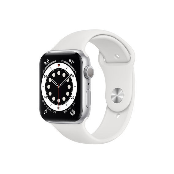Apple Watch Series 6 44mm GPS Silver Aluminum Case with White Sport Band (M00D3) UA
