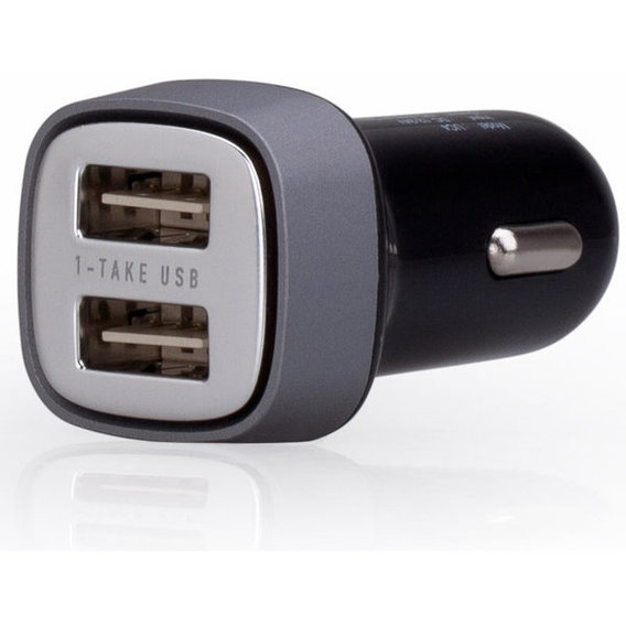 Зарядное устройство Momax USB Car Charger Polar Light 2xUSB 3.4A Black (UC4D)