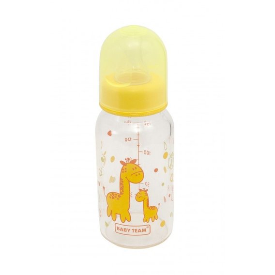 Бутылочка стеклянная Baby Team 150мл 0+ (1200 желтый)