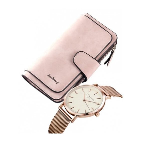 Клатч Baellerry Forever нежно-розовый + часы в подарок