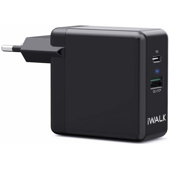 Зарядное устройство iWALK Wall Charger Leopard Duo PD USB-C and USB 36W Black (ADL008P)