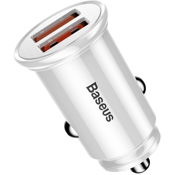 Зарядное устройство Baseus USB Car Charger 2xUSB Mini Quick Charge 3.0 White (CCALL-YD02)