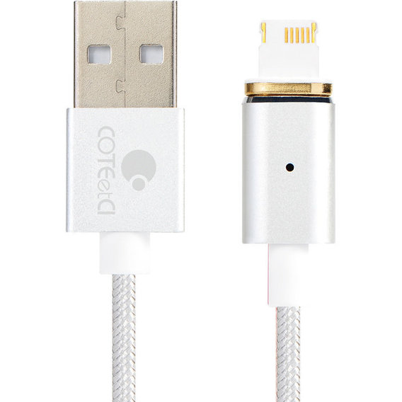 Кабель COTEetCI USB Cable to Lightning M11 Nylon with Magnet System 1.2m Silver (CS2117-TS)