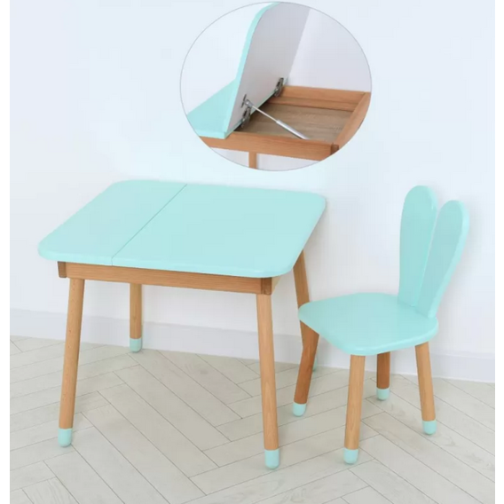 Столик со стульчиком и ящиком Bambi 04-025B-DESK Бирюзовый
