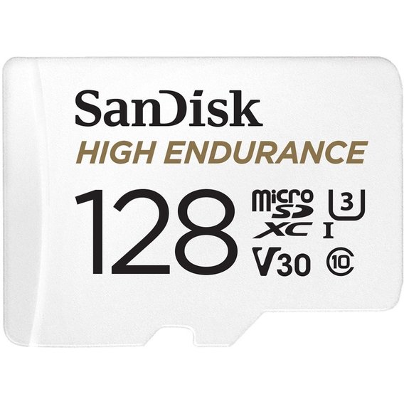 Карта памяти SanDisk 128GB microSDXC Class 10 UHS-I U3 V30 High Endurance + adapter (SDSQQNR-128G-GN6IA)