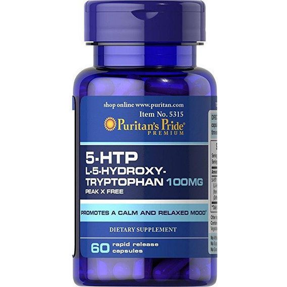 Puritan's Pride 5-HTP 100 mg (Griffonia Simplicifolia) 60 Caps 5-гидрокситриптофан быстрого высвобождения