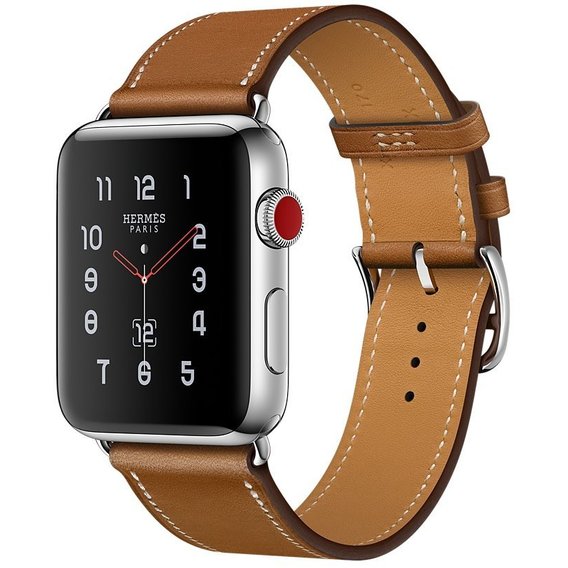 Apple Watch Series 3 Hermes 42mm GPS+LTE Stainless Steel Case with Fauve Barenia Leather Single Tour (MQLP2)