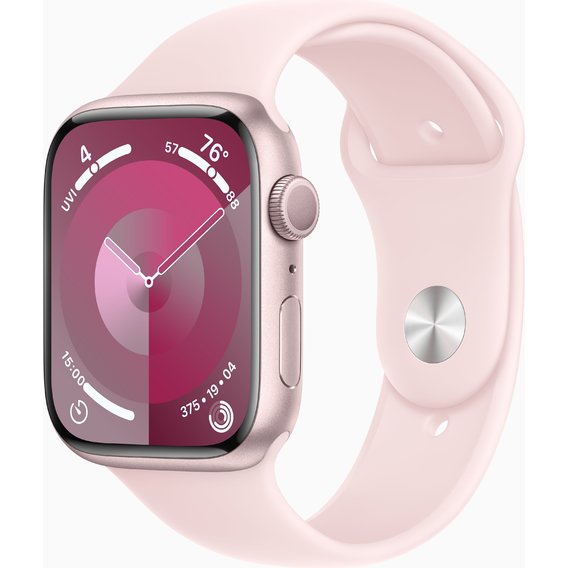Apple Watch Series 9 45mm GPS Pink Aluminum Case with Pink Sport Band - S/M (MR9G3)