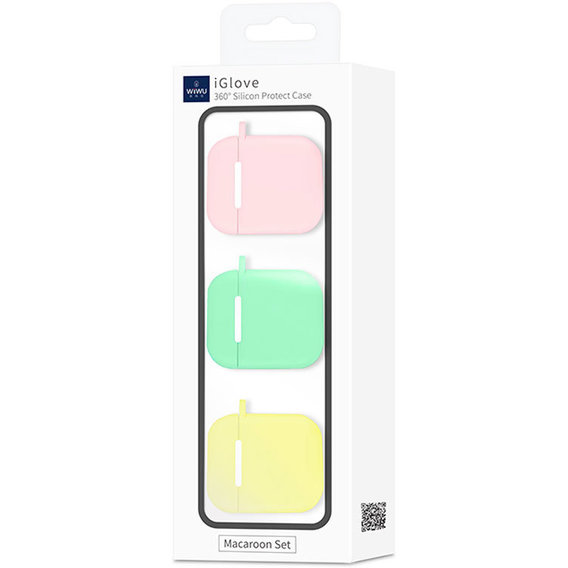 Чехол для наушников WIWU iGlove Macaron Set 3 in 1 Light Pink/Light Blue/Light Yellow for Apple AirPods
