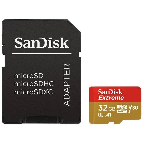Карта памяти SanDisk 32GB microSDHC Class 10 UHS-I U3 V30 A1 Extreme + adapter (SDSQXAF-032G-GN6MA)