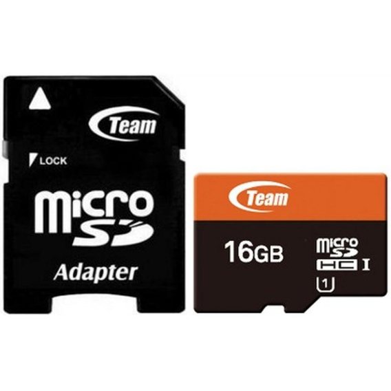 Карта памяти Team 16GB microSDHC UHS-I U1 + adapter (TUSDH16GUHS03)