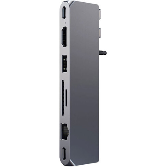 Адаптер Satechi Adapter Aluminum USB-C to 2xUSB-C+USB+HDMI+RJ45+SD+3.5mm Space Gray (ST-UCPHMXM)