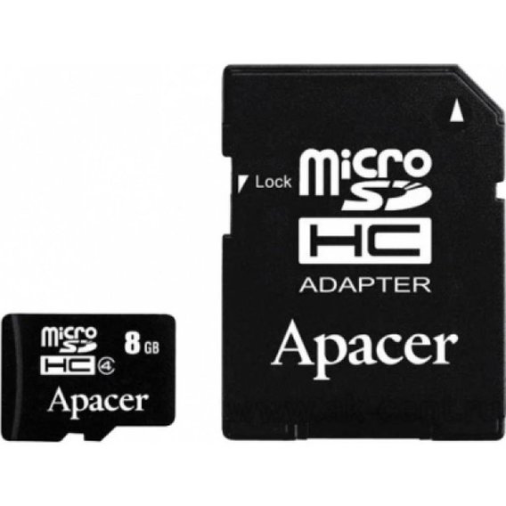 Карта памяти Apacer 8GB microSDHC Class 10 UHS-I + adapter (AP8GMCSH10U1-R)