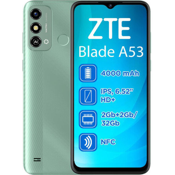 Смартфон ZTE Blade A53 2/32GB Green (UA UCRF)