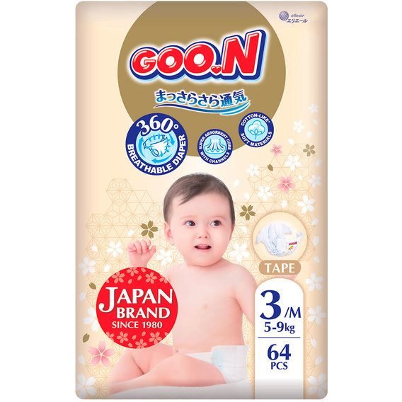 Подгузники Goo.N Premium Soft для детей М 5-9 кг 64 шт. (F1010101-154)