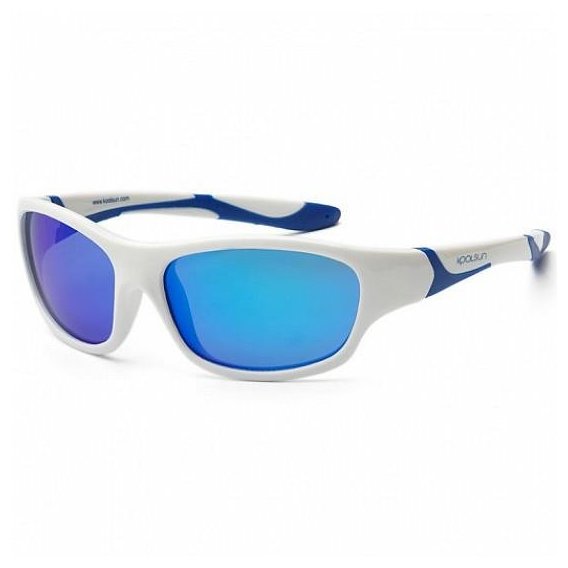 Детские солнцезащитные очки Koolsun бело-голубые серия Sport (Размер 3+) (KS-SPWHSH003)