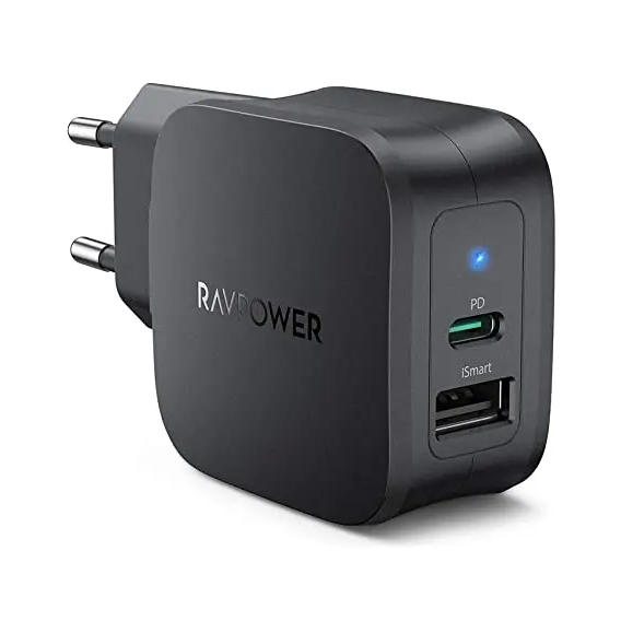 Зарядное устройство RavPower Wall Charger USB-C and USB GAN 65W Black (RP-PC133)