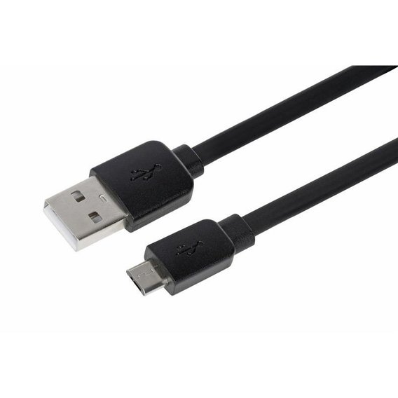 Кабель 2E USB Cable to microUSB Flat Molding 1m Black (2E-CCMPVC-1MBL)