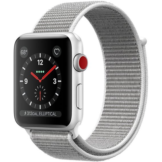 Apple Watch Series 3 38mm GPS+LTE Silver Aluminum Case with Seashell Sport Loop (MQJR2)