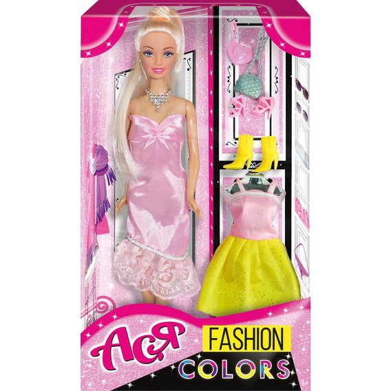 Кукла Ася с 2 платьями в нежных тонах, Модные цвета