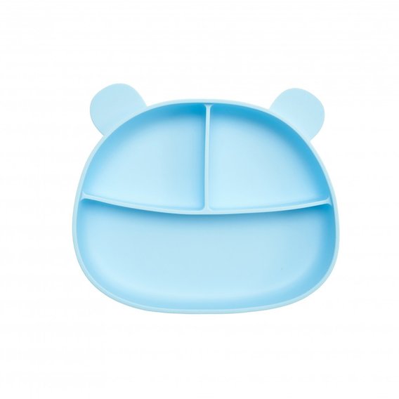 Тарелка силиконовая трехсекционная на присоске Twins Мишка голубой (TRV-03-04)