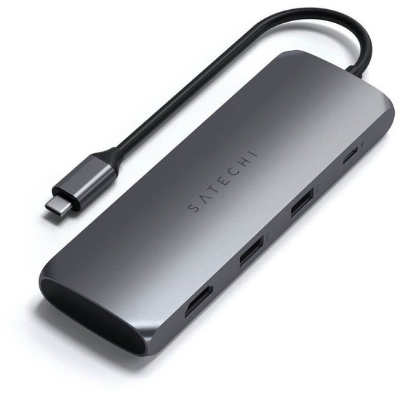 Адаптер Satechi Adapter Aluminum USB-C to USB-C+2xUSB+HDMI+SSD карман Space Gray (ST-UCHSEM)