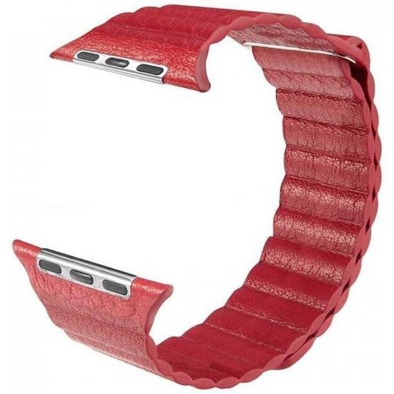 Аксессуар для Watch Fashion Leather Loop Band Red for Apple Watch 42/44/45/49mm