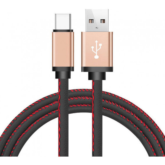Кабель XOKO USB Cable to USB-C Leather 1m Black (SC-115a-BK)