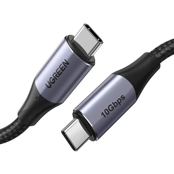 Кабель Ugreen USB-C to USB-C 100W 5A Gen2 10Gbps 1m Black (80150)