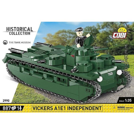 Конструктор Cobi Первая Мировая Война Танк Vickers A1E1 INDEPENDENT, 887 деталей